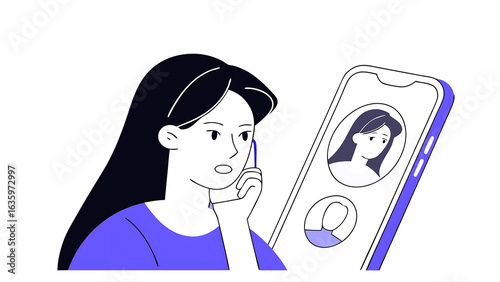 young dreaming indian business woman manager ceo using cell phone mobile app. pondering latin hispanic female businesswoman holding smartphone in office for trading, work online, banner, copy space