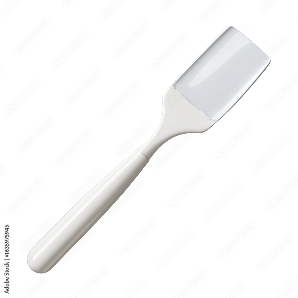 Fototapeta premium Durable white silicone spatula with ergonomic handle, ideal for mixing, scraping, or spreading in baking and cooking. 