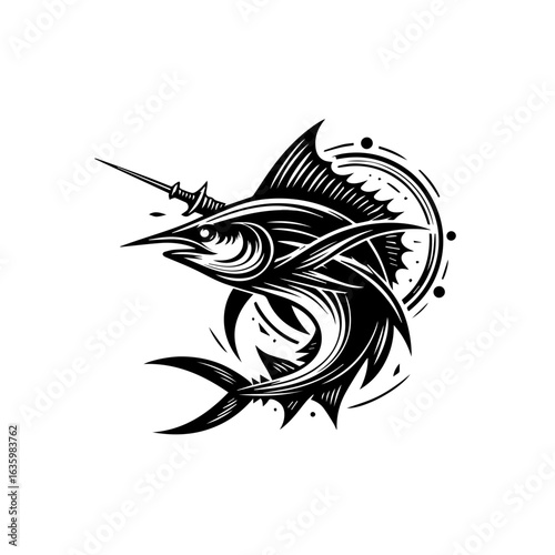 Marlin fish illustration isolated on white background