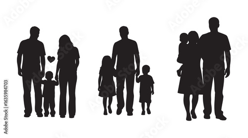 Vector outlines of a family depicted in the collection against a white backdrop