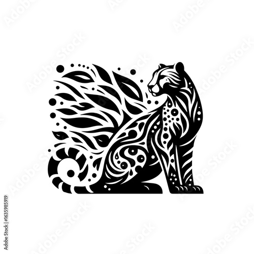 Wallpaper Mural Stylized tiger illustration isolated on white background Torontodigital.ca