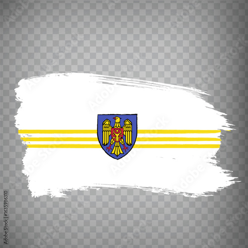 Flag of Kishinev brush strokes. Flag Kishinev is a capital  of Moldova on transparent background for your web site design, app, UI. EPS 10.