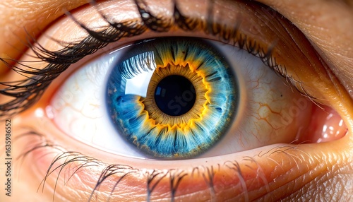 Close-up human eye, vibrant colors