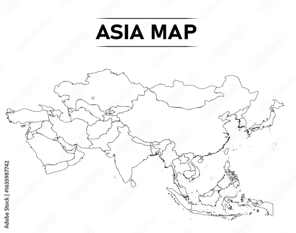 Fototapeta premium outline asia map vector illustration