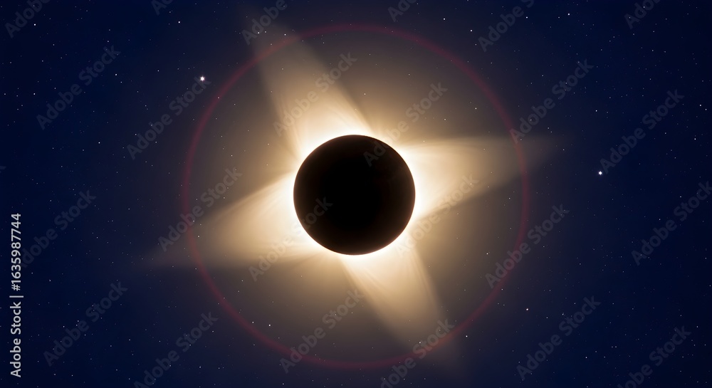 Fototapeta premium A total solar eclipse with the moon blocking the sun, creating a stunning cosmic event