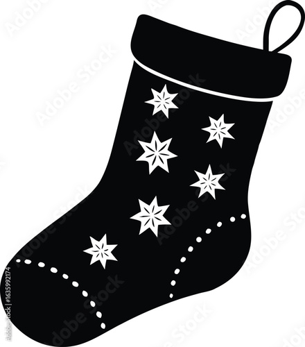 Christmas stocking silhouette vector elements illustration for festive clipart