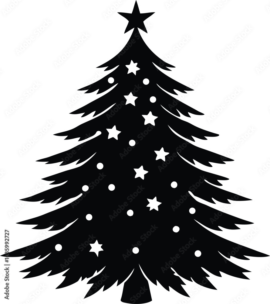 Fototapeta premium Christmas tree silhouette illustration elements for festive clipart