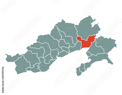 Lower Dibang Valley district highlighted on Arunachal Pradesh state of India