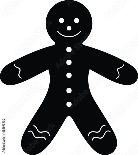 Gingerbread Man Silhouette Vector Illustration Elements for Clipart and Holiday Design
