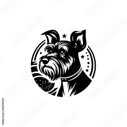 Stylized schnauzer dog portrait isolated on white background