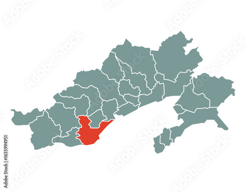 Papum Pare district highlighted on Arunachal Pradesh state of India