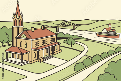 Council Bluffs, Iowa lies on the Missouri River and features historical sites from the westward expansion.