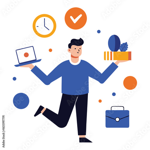 Businessman holding a money bag cartoon vector flat illustration