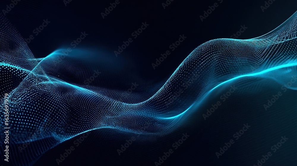 Fototapeta premium 3D Grid Wave of Glowing Technology 