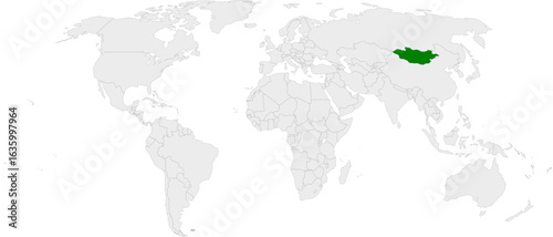 Mongolia map vector in light gray with green highlight