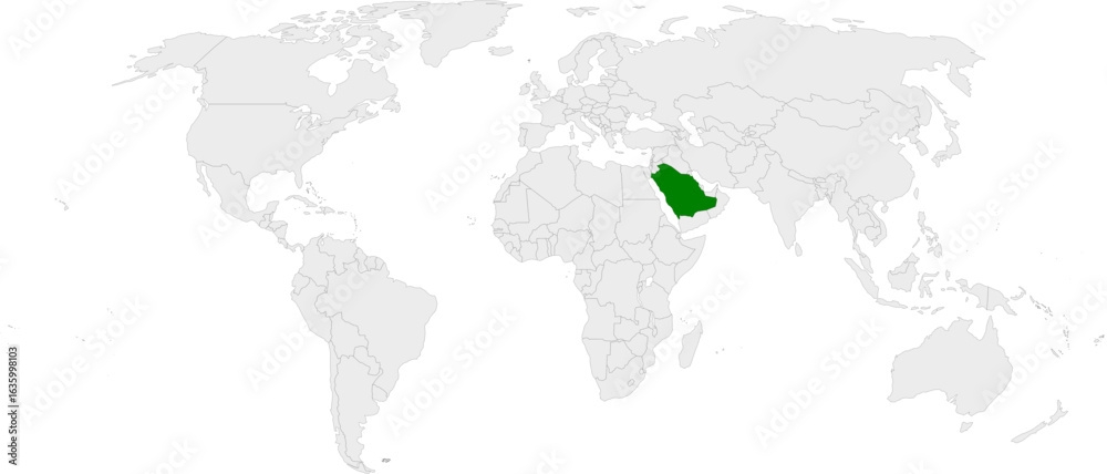 Fototapeta premium Saudi Arabia map vector in light gray with green highlight