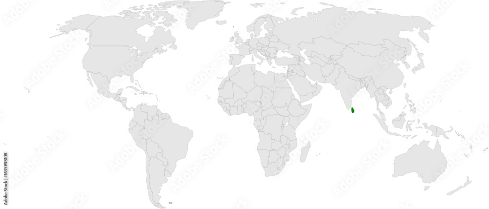 Obraz premium Sri Lanka map vector in light gray with green highlight