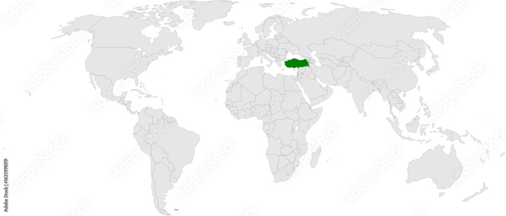 Fototapeta premium Turkey map vector in light gray with green highlight