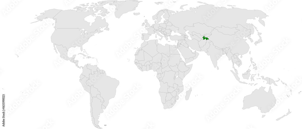 Obraz premium Tajikistan map vector in light gray with green highlight