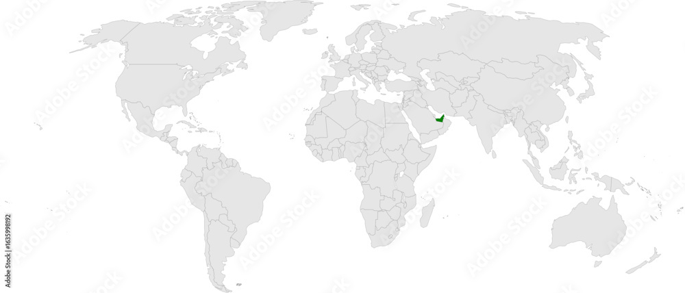 Obraz premium United Arab Emirates map vector in light gray with green highlight