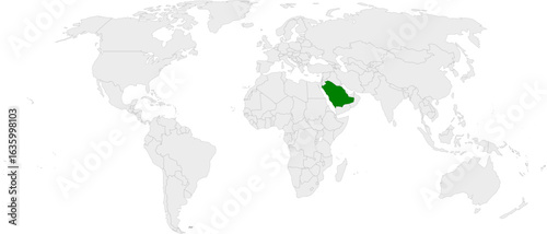 Saudi Arabia map vector in light gray with green highlight