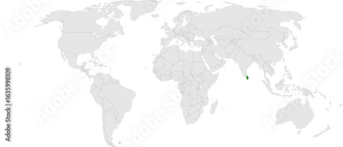 Sri Lanka map vector in light gray with green highlight