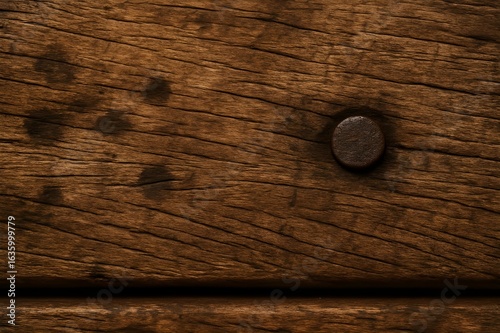 Detailed Texture of Teak Wood with Rusted Nail on a Tropical City Park Bench_3