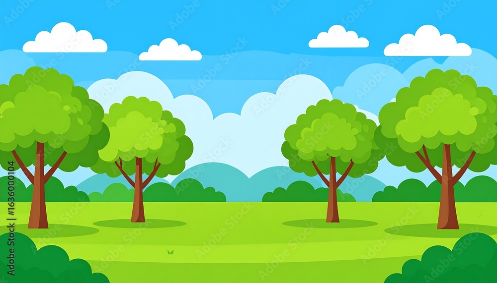 Colorful illustration of a sunny park scene. Colorful illustration of a sunny park scene.