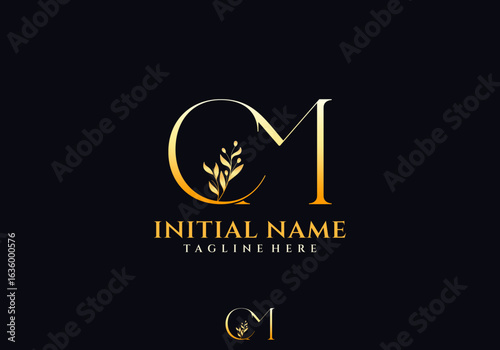 Letter CM Beauty Logo with Flourish Ornament Luxury, Suitable for any Business with CM Initials