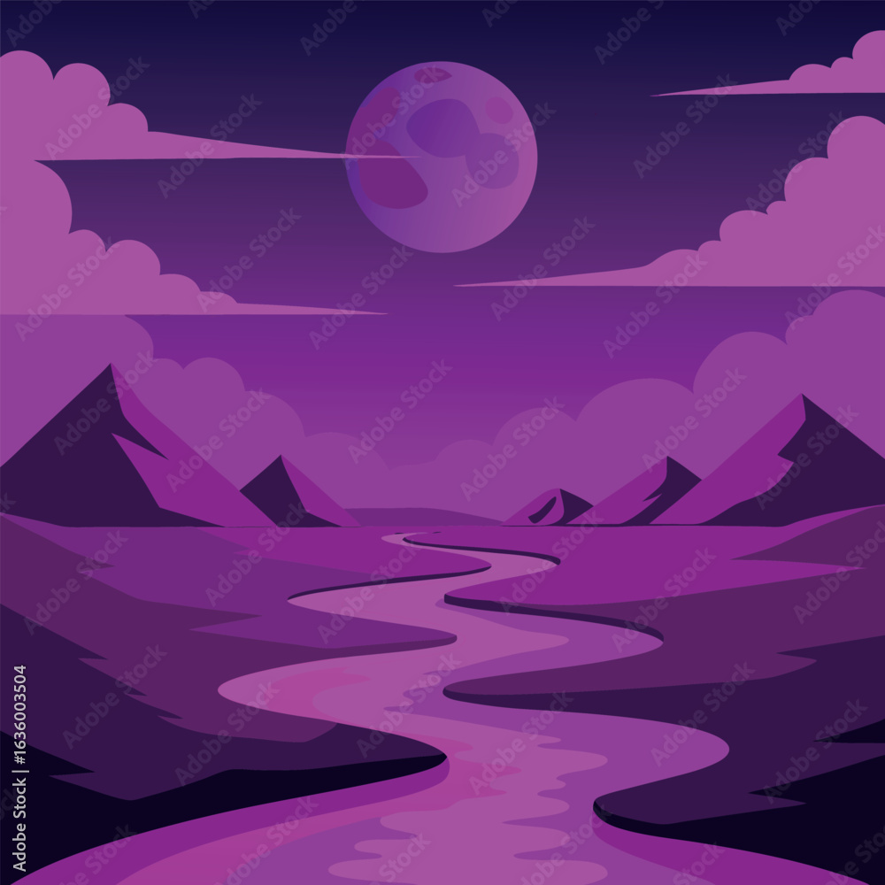 Fototapeta premium A surreal-landscape-bathed-in-vibrant-magenta-and-.eps
