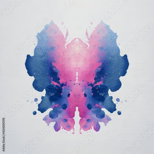 A captivating Rorschach inkblot design, mirroring intricate watercolor patterns in a dynamic display of color and shape. Perfect for psychological themes or abstract artistic expression.