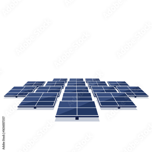title Dark Blue Solar Panels on White Background