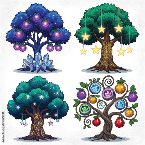 Enchanted Fantasy Trees: Magical Vector Illustrations