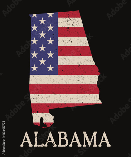 Alabama Map State American Flag 4th Of July Pride