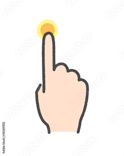 人差し指でボタンをタッチしている手の手書きアイコン -タップや長押しのジェスチャーのイラスト素材