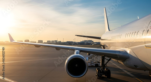 Passenger Airplane at Sunset on the Tarmac 1.