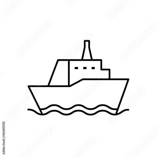 Outline drawing ship on transparent background