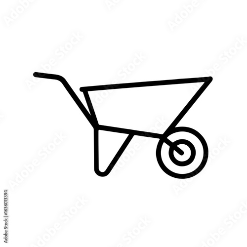 Outline Icon of Wheelbarrow