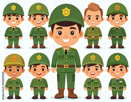Cartoon soldiers in uniform