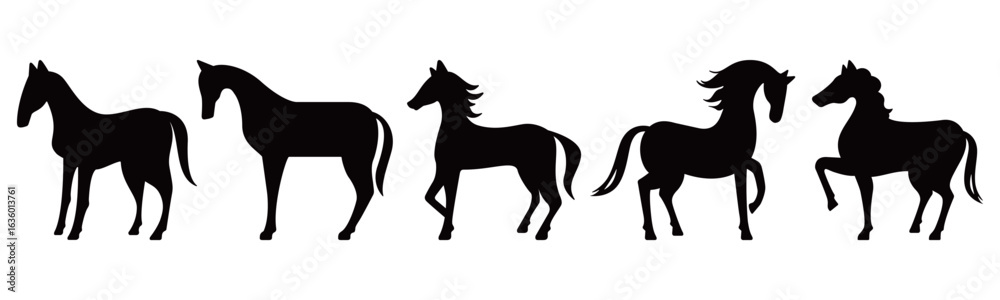 Obraz premium 使いやすい馬のシルエット素材集