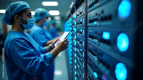 Medical technology A team of IT specialists upgrades hospital network routers to improve real-time IoT device communication, ensuring stable connections (2)