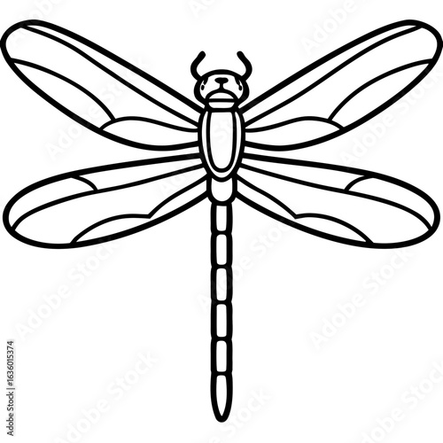 Elegant Dragonfly Line Illustration