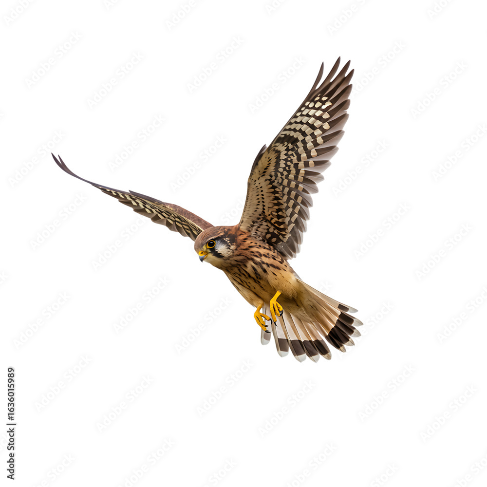 Fototapeta premium Majestic Kestrel in Flight: A Stunning Raptor Photograph