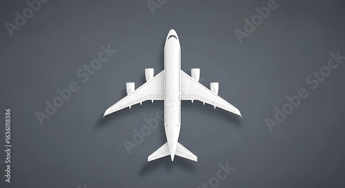 White Passenger Airplane Top View Illustration.
