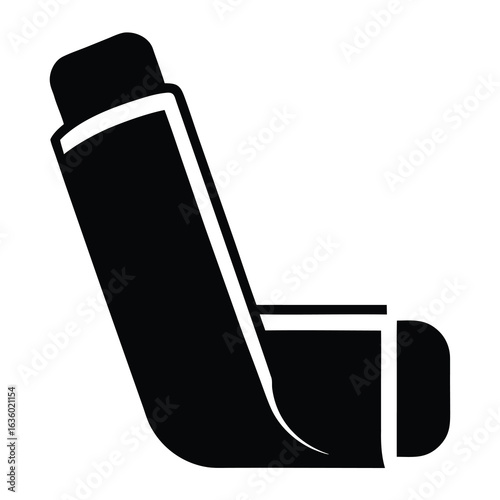 Stylized Medical Inhaler Depiction for Respiratory Relief and Healthcare Promotion Simple Design with Bold Shapes and Clear White Outline
