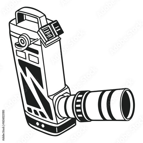High Tech Handheld Camera Illustration with Detailed Lens and Sturdy Grip for Professional Photography