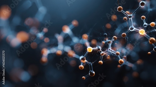 glowing molecule abstract structure