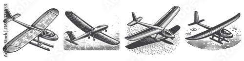 Vintage Hand-Drawn Airplane Illustration, Retro Aircraft Engraved Vector for Aviation and T-Shirt Design