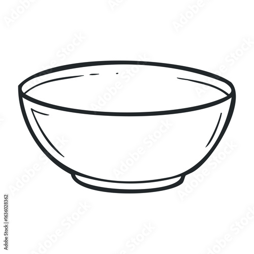 Simple black outline of an empty bowl. Vector illustration