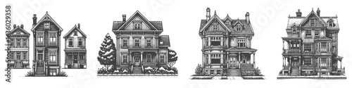 Vintage Hand-Drawn Parsonage Illustration, Clergy Home Engraved Vector for Rustic and T-Shirt Design